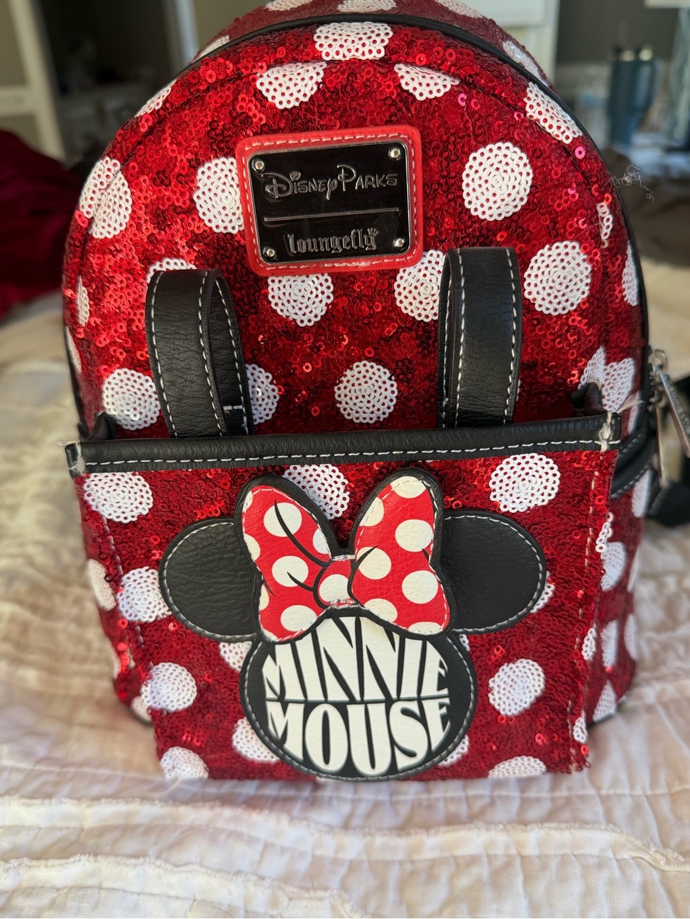 Disney Parks Loungefly Minnie Mouse Sequin Mini Backpack